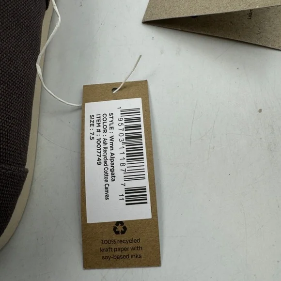 NEW TOMS Alpargata US Size Women's 7.5 Ash Recycled Cotton Canvas - Picture 8 of 8
